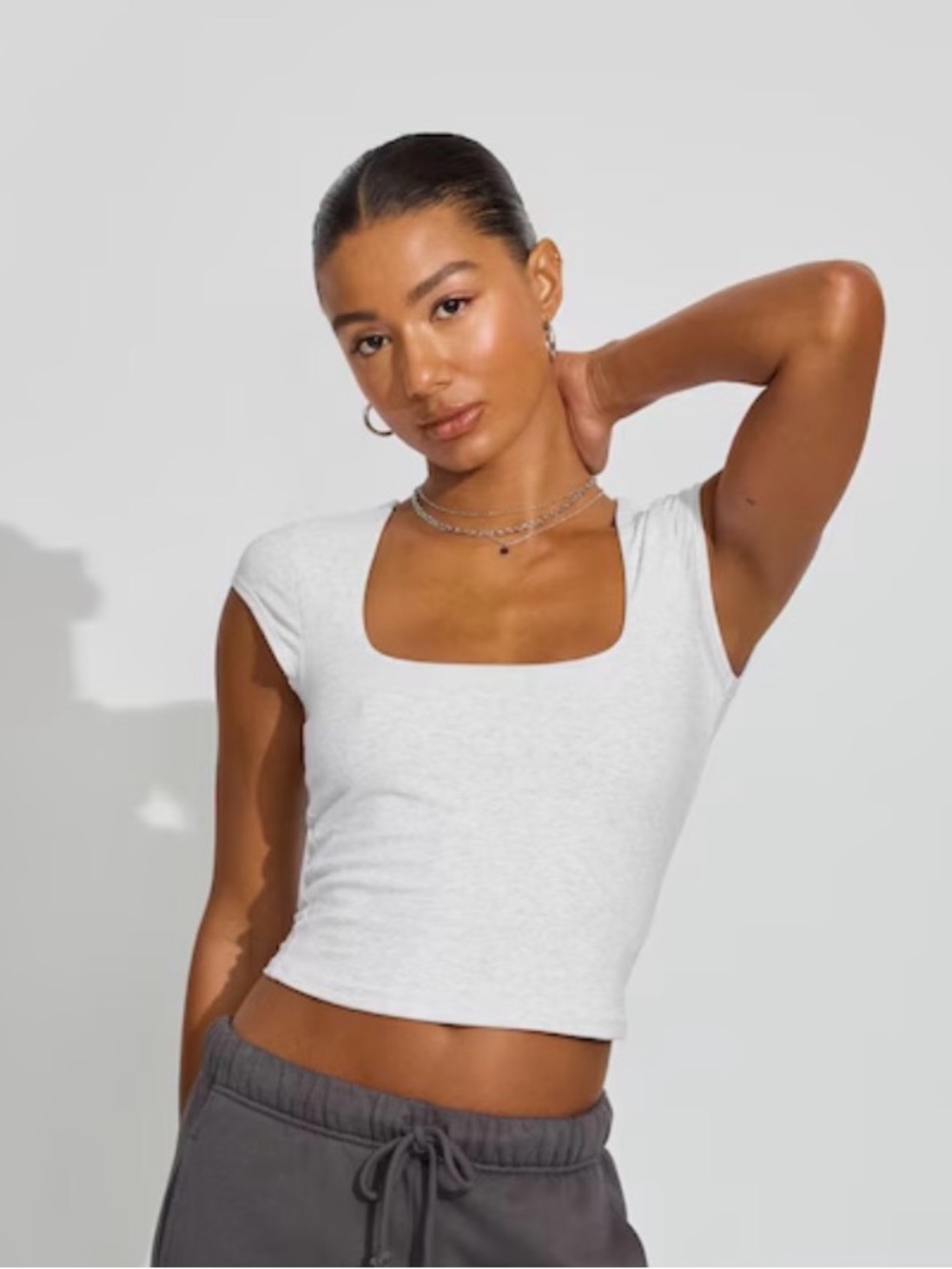 Garage Light Grey Portia Square Neckline T Shirt